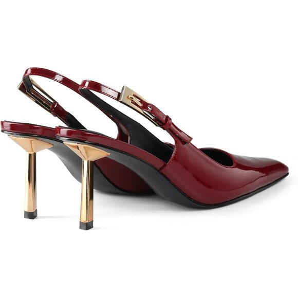 Slingback Heels for Women Closed Toe 3.5 in Kitten Heels Women - Picture 2 of 7